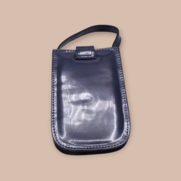 Navy Blue Patent Leather Look Cell Phone Bag - Picture 5 of 6
